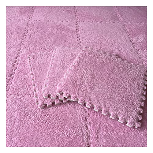 16 Stück Ineinandergreifende Plüsch-Schaumstoff-Fußmatten, Warmer Teppich, Ineinandergreifende Bodenfliesen, 30 X 30 cm Große Puzzle-Spielmatten Für Schlafzimmer, Spiel(Color:Rosa) von YYGDPFLSXSB