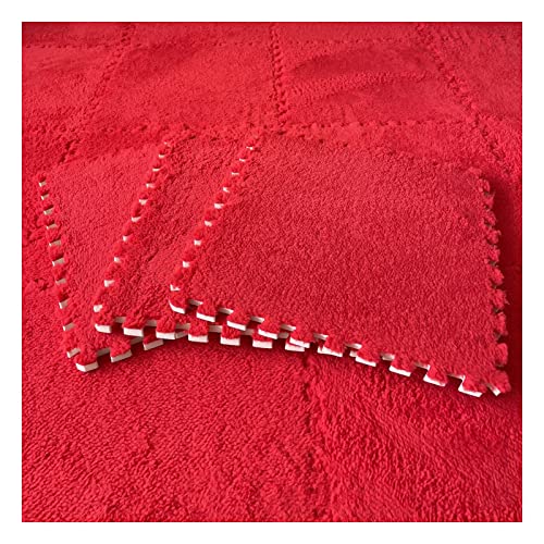 16 Stück Ineinandergreifende Plüsch-Schaumstoff-Fußmatten, Warmer Teppich, Ineinandergreifende Bodenfliesen, 30 X 30 cm Große Puzzle-Spielmatten Für Schlafzimmer, Spiel(Color:Rot) von YYGDPFLSXSB