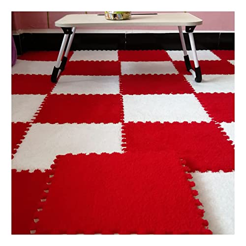 16 Stück Ineinandergreifende Plüsch-Schaumstoff-Fußmatten, Warmer Teppich, Ineinandergreifende Bodenfliesen, 30 X 30 cm Große Puzzle-Spielmatten Für Schlafzimmer, Spiel(Color:Rot+Weiß) von YYGDPFLSXSB