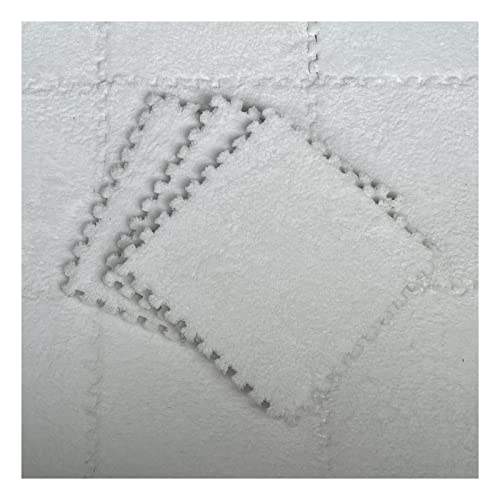 16 Stück Ineinandergreifende Plüsch-Schaumstoff-Fußmatten, Warmer Teppich, Ineinandergreifende Bodenfliesen, 30 X 30 cm Große Puzzle-Spielmatten Für Schlafzimmer, Spiel(Color:Weiß) von YYGDPFLSXSB