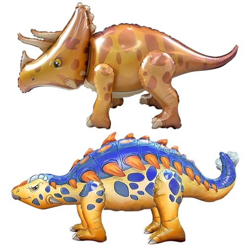 3D Dino Folienballon,Dschungel Party Riesenballon,Dinosaurier Luftballon,Kinder Dino Ballon,Jurassic Feier Dino Party Deko für Jungen Geburtstag (Triceratops + Ankylosaurus, 2) von YYHCC