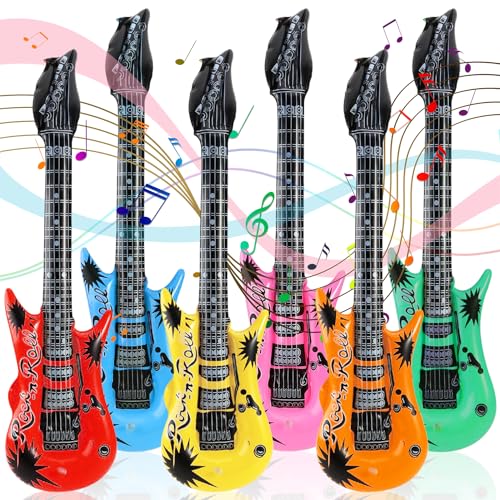 Aufblasbare Instrumente,aufblasbare Luftgitarre,luftgitarren zum aufblasen,Gitarre aufblasbar aufblasbare Gitarre,100cm，aufblasbares kostüm Kinder,6 Stücke (A) von YYHCC