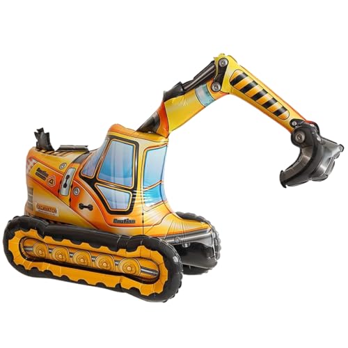 Bagger Luftballons, XXL Riesen Folienballon, Party Bagger deko kindergeburtstag,baustelle,excavator,Konstruktion Luftballons (4D dreidimensionaler Bagger 1 Stück) von YYHCC