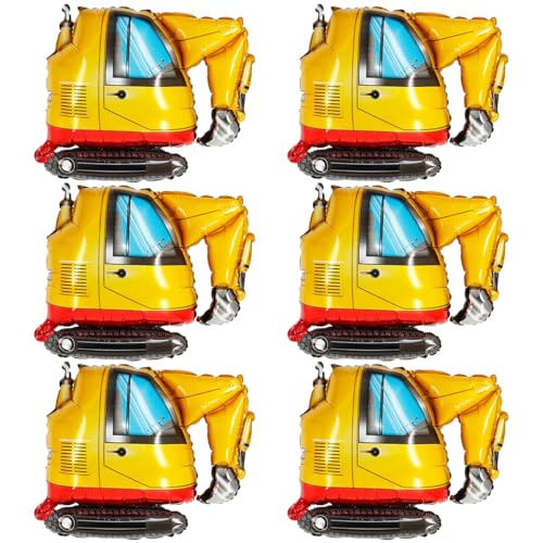 Bagger Luftballons, XXL Riesen Folienballon, Party Bagger deko kindergeburtstag,baustelle,excavator,Konstruktion Luftballons (Bagger 6 Stück) von YYHCC
