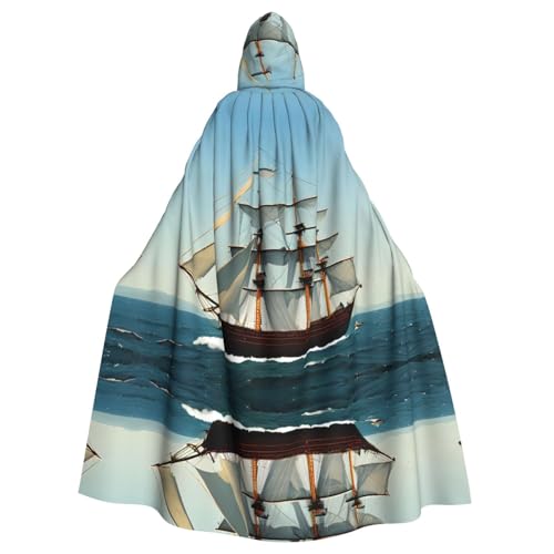 Halloween Erwachsene Kapuzenumhang Umhang YYHHAOFA altes Segelschiff Muster super großer Kapuzenumhang mit Fliege Halloween Erwachsene Kapuzenumhang Umhang YYHHAOFA altes Segelschiff Muster super großer Kapuzenumhang mit Fliege von YYHHAOFA