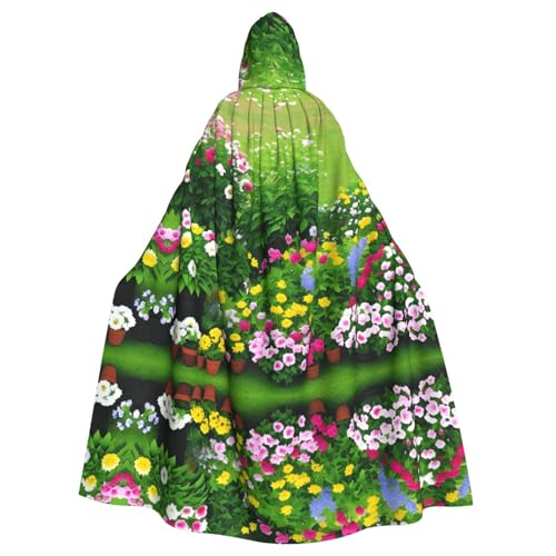Halloween Kapuzenumhang für Erwachsene, YYHHAOFA Blumen und Pflanzen, Muster, super großer Kapuzenumhang mit Fliege von YYHHAOFA