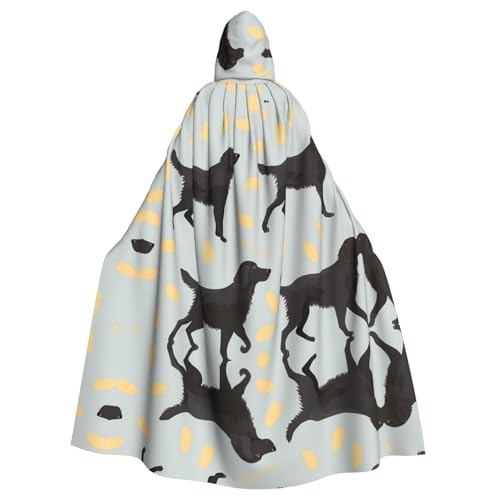 Halloween Kapuzenumhang für Erwachsene, YYHHAOFA Trotting Flat Coated Retrievers Pfotenmuster, super großer Kapuzenumhang mit Fliege Halloween Kapuzenumhang für Erwachsene, YYHHAOFA Trotting Flat Coated Retrievers Pfotenmuster, super großer Kapuzenumhang mit Fliege von YYHHAOFA