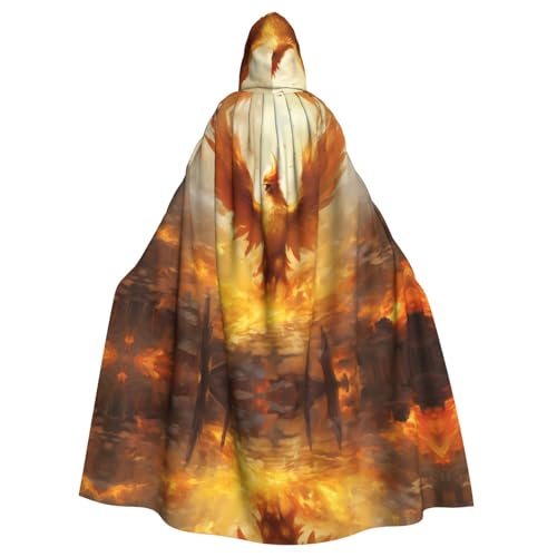 Halloween Kapuzenumhang für Erwachsene, YYHHAOFA rote Flamme, Phönix-Muster, super großer Kapuzenumhang mit Fliege von YYHHAOFA