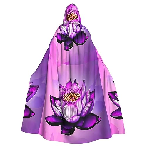 Halloween-Kapuzenumhang für Erwachsene, pflegeleichtes und langlebiges Cosplay-Kostüm für Partys und Veranstaltungen, violetter Schmetterlingsdruck, Lila Lotus, Einheitsgröße von YYHHAOFA