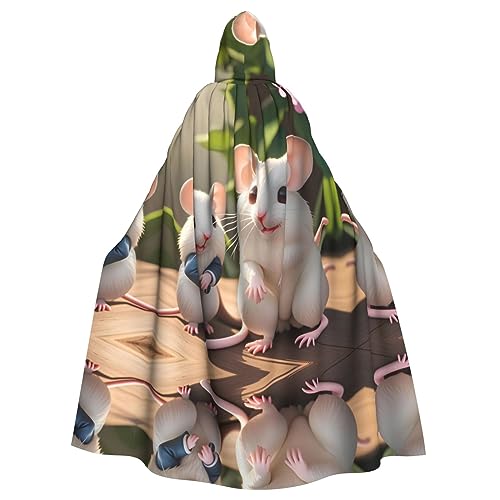 Halloween Kapuzenumhang für Erwachsene – Pflegeleichtes und langlebiges Cosplay-Kostüm für Partys und Veranstaltungen, Mutter- und Kind-Ratten-Druck, Mutter- und Kind-Ratten, Einheitsgröße von YYHHAOFA