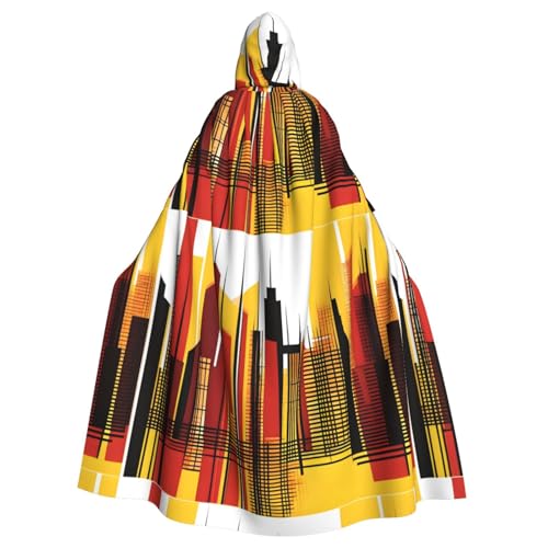 YYHHAOFA Abstrakter Stadtdruck, Halloween-Umhang mit Kapuze, kein Reißverschluss, bequem für Kostümpartys von YYHHAOFA