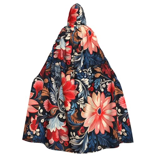 YYHHAOFA Abstrakter Wachsfärbe-Blumendruck, Halloween, Erwachsenen-Kapuzenumhang, ohne Reißverschluss, bequem für Kostümpartys von YYHHAOFA