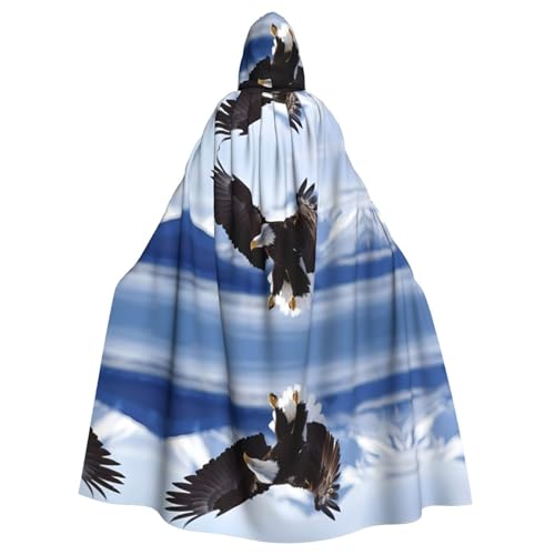YYHHAOFA Adler-Druck, Halloween-Umhang mit Kapuze, für Rollenspiele, Bühnenkostüme, Partys, pflegeleicht von YYHHAOFA