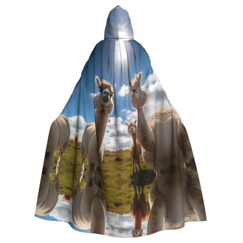 YYHHAOFA Alpaka Prints Halloween Erwachsene Kapuzenumhang für Cosplay, Kostümpartys und mehr von YYHHAOFA
