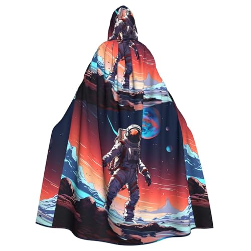 YYHHAOFA Astronauten-Druck, Halloween-Umhang mit Kapuze, für Erwachsene, ohne Reißverschluss, bequem für Kostümpartys von YYHHAOFA