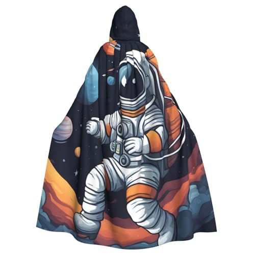 YYHHAOFA Astronauten-Galaxie-Druck, Halloween, Erwachsenen-Kapuzenumhang für Party, Dekoration, Cosplay, Kostüme, Bühnenmaskerade von YYHHAOFA
