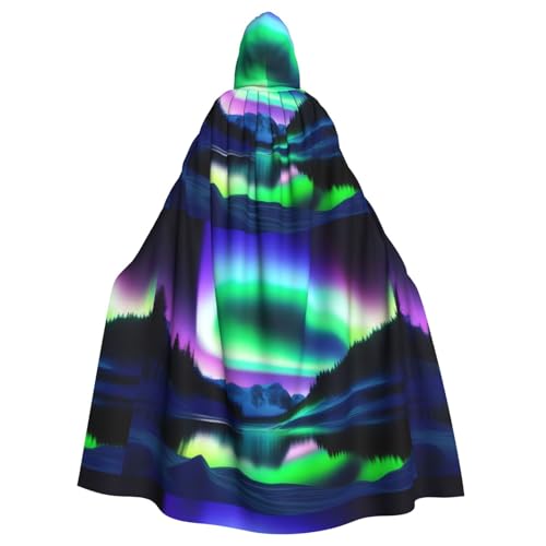 YYHHAOFA Aurora In The Night Sky Printing Halloween Adult Hooded Cape Cloak No Zipper, Comfortable For Costume Parties von YYHHAOFA