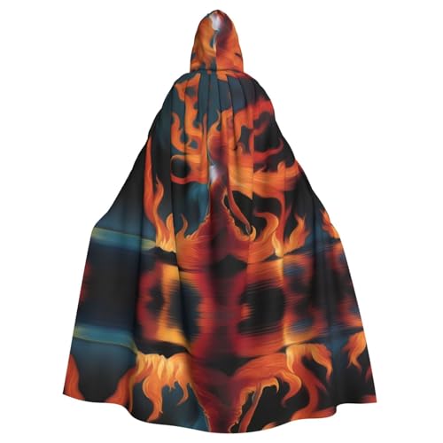 YYHHAOFA Blazing Prints Halloween-Umhang mit Kapuze für Erwachsene, Party-Dekoration, Cosplay, Kostüme, Bühnenmaskerade von YYHHAOFA