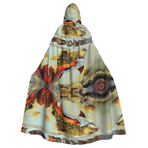 YYHHAOFA Brook Umhang mit Kapuze für Erwachsene, Motiv: Forelle, Fliegenfischen, Halloween, für Rollenspiele, Bühnenkostüme, Partys, pflegeleicht von YYHHAOFA