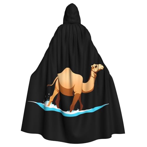 YYHHAOFA Camel in Water Printing Halloween Erwachsene Kapuzenumhang ohne Reißverschluss, bequem für Kostümpartys von YYHHAOFA