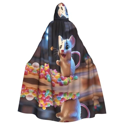 YYHHAOFA Candy Eating Mouse Prints Halloween Erwachsene Kapuzenumhang für Party Dekoration Cosplay Kostüme Bühne Maskerade von YYHHAOFA