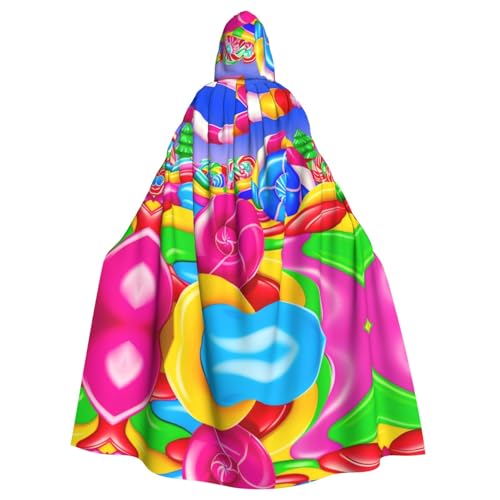 YYHHAOFA Candy Land Prints Halloween-Umhang mit Kapuze für Erwachsene, Cosplay, Kostümpartys und mehr von YYHHAOFA