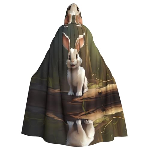 YYHHAOFA Cartoon-Kaninchen-Druck, Halloween, Erwachsenen-Kapuzenumhang für Cosplay, Kostümpartys und mehr von YYHHAOFA