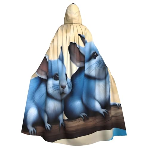YYHHAOFA Chinchillas und Mond Drucke Halloween Erwachsene Kapuzenumhang für Party Dekoration Cosplay Kostüme Bühne Maskerade von YYHHAOFA