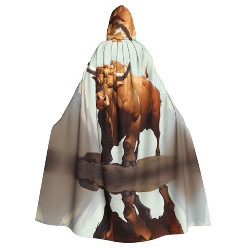 YYHHAOFA Domineering Ochsen-Druck Halloween Erwachsene Kapuzenumhang für Cosplay, Kostümpartys und mehr von YYHHAOFA