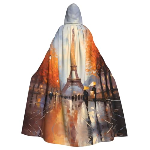 YYHHAOFA Eiffelturm Paris Malerei Drucke Halloween Erwachsene Kapuzenumhang für Cosplay Kostüm Partys und mehr von YYHHAOFA
