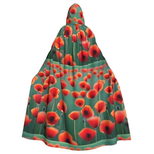 YYHHAOFA Ein leuchtend roter Mohnfeld-Druck, Halloween-Umhang mit Kapuze, kein Reißverschluss, bequem für Kostümpartys YYHHAOFA Ein leuchtend roter Mohnfeld-Druck, Halloween-Umhang mit Kapuze, kein Reißverschluss, bequem für Kostümpartys von YYHHAOFA