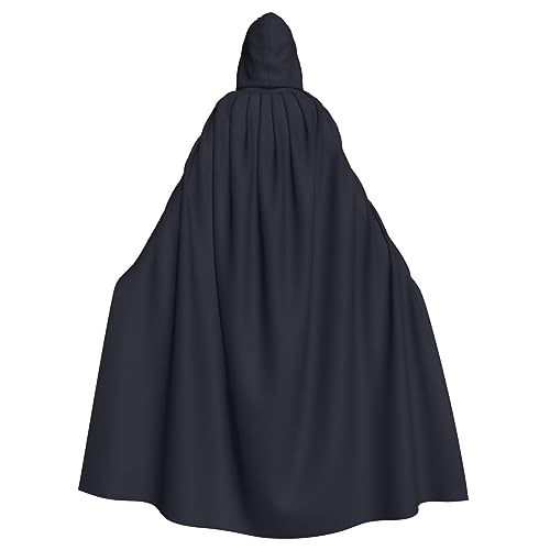 YYHHAOFA Einfarbiger schwarzer Aufdruck, Halloween-Umhang mit Kapuze für Erwachsene, Cosplay, Kostümpartys und mehr von YYHHAOFA