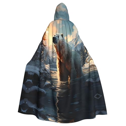 YYHHAOFA Eisbär im Winter, bedruckt, Halloween, Erwachsenen-Kapuzenumhang für Cosplay, Kostümpartys und mehr YYHHAOFA Eisbär im Winter, bedruckt, Halloween, Erwachsenen-Kapuzenumhang für Cosplay, Kostümpartys und mehr von YYHHAOFA