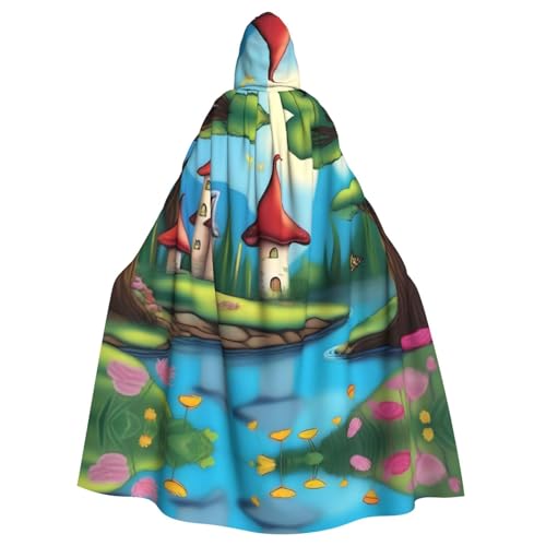 YYHHAOFA Fairytale Town Prints, Halloween-Umhang mit Kapuze, für Erwachsene, Party-Dekoration, Cosplay, Kostüme, Bühnenmaskerade YYHHAOFA Fairytale Town Prints, Halloween-Umhang mit Kapuze, für Erwachsene, Party-Dekoration, Cosplay, Kostüme, Bühnenmaskerade von YYHHAOFA