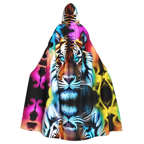 YYHHAOFA Farbenfroher Rauch-Tigerkopf-Druck, Halloween, Erwachsenen-Kapuzenumhang für Party, Dekoration, Cosplay, Kostüme, Bühnenmaskerade YYHHAOFA Farbenfroher Rauch-Tigerkopf-Druck, Halloween, Erwachsenen-Kapuzenumhang für Party, Dekoration, Cosplay, Kostüme, Bühnenmaskerade von YYHHAOFA