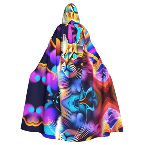 YYHHAOFA Farbenfroher psychedelischer Katzendruck, Halloween, Erwachsenen-Kapuzenumhang für Cosplay, Kostümpartys und mehr YYHHAOFA Farbenfroher psychedelischer Katzendruck, Halloween, Erwachsenen-Kapuzenumhang für Cosplay, Kostümpartys und mehr von YYHHAOFA