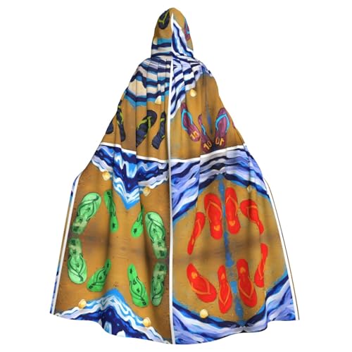 YYHHAOFA Flip-Flops Druck Halloween Erwachsene Kapuzenumhang Umhang für Rollenspiele, Bühnenkostüme, Partys, pflegeleicht von YYHHAOFA