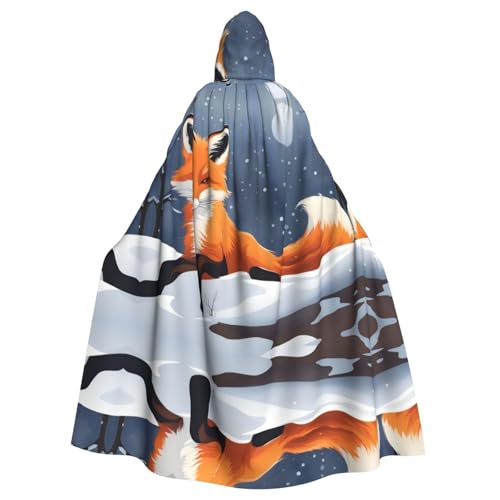 YYHHAOFA Fuchs Schnee Prints Halloween Erwachsene Kapuzenumhang für Party Dekoration Cosplay Kostüme Bühne Maskerade von YYHHAOFA