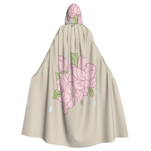 YYHHAOFA Geteilter Pfirsichblüten-Druck, Halloween, Erwachsenen-Kapuzenumhang für Cosplay, Kostümpartys und mehr von YYHHAOFA