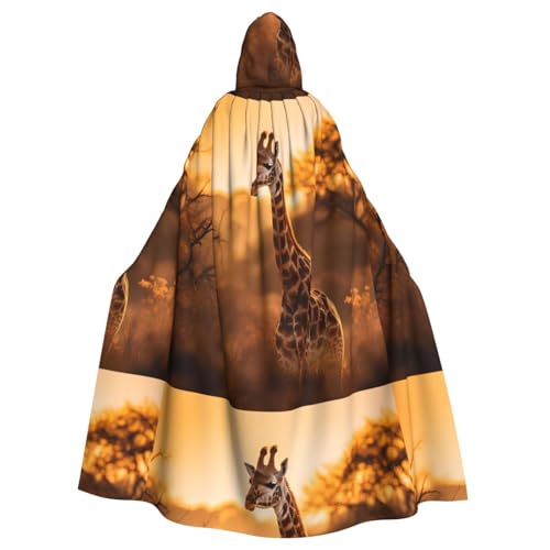 YYHHAOFA Giraffenmuster Halloween Erwachsene Kapuzenumhang Herren- und Damenbekleidung Mantel Rollenspiel von YYHHAOFA