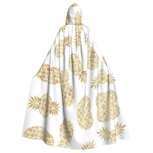YYHHAOFA Goldener Ananas-Hintergrunddruck, Halloween-Umhang für Erwachsene, mit Kapuze, Umhang für Rollenspiele, Bühnenkostüme, Partys, pflegeleicht YYHHAOFA Goldener Ananas-Hintergrunddruck, Halloween-Umhang für Erwachsene, mit Kapuze, Umhang für Rollenspiele, Bühnenkostüme, Partys, pflegeleicht von YYHHAOFA