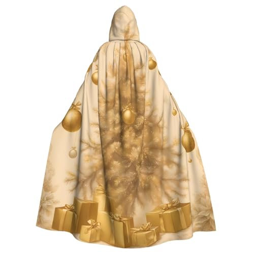 YYHHAOFA Goldener Seiden-Weihnachtsdruck, Halloween, Erwachsenen-Kapuzenumhang für Cosplay, Kostümpartys und mehr von YYHHAOFA