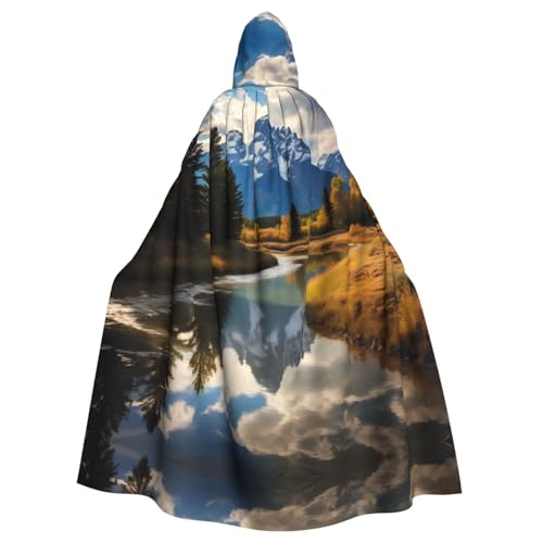 YYHHAOFA Grand Teton Nationalpark-Druck Halloween Erwachsene Kapuzenumhang für Cosplay, Kostümpartys und mehr von YYHHAOFA