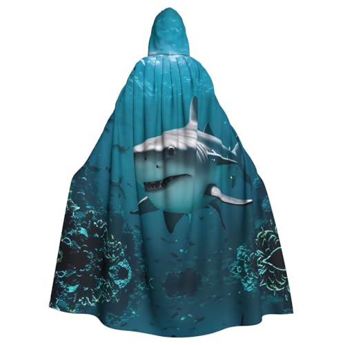YYHHAOFA Grauer Riffhai-Druck, Halloween, Erwachsenen-Kapuzenumhang für Party, Dekoration, Cosplay, Kostüme, Bühnenmaskerade YYHHAOFA Grauer Riffhai-Druck, Halloween, Erwachsenen-Kapuzenumhang für Party, Dekoration, Cosplay, Kostüme, Bühnenmaskerade von YYHHAOFA
