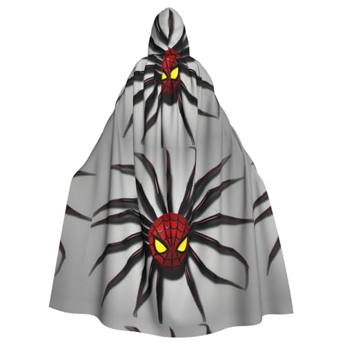 YYHHAOFA Gruseliges Spinnen-Motiv, Halloween-Umhang mit Kapuze, für Erwachsene und Herren von YYHHAOFA