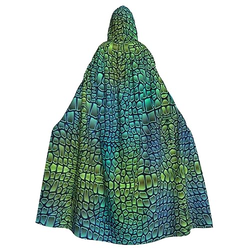 YYHHAOFA Halloween Adult Hooded Cloak Cosplay Party Costume for Men and Women Alligator Skin Pattern, Alligator-Haut, Einheitsgröße von YYHHAOFA