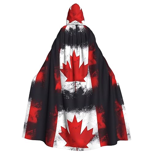 YYHHAOFA Halloween Adult Hooded Cloak Cosplay Party Costume for Men and Women Canadian Flag, Kanadische Flagge, Einheitsgröße von YYHHAOFA