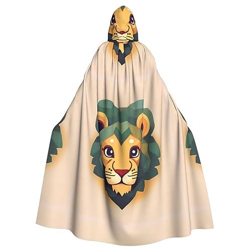 YYHHAOFA Halloween Adult Hooded Cloak Cosplay Party Costume for Men and Women Cartoon Lion Picture, Cartoon Löwe, Einheitsgröße von YYHHAOFA