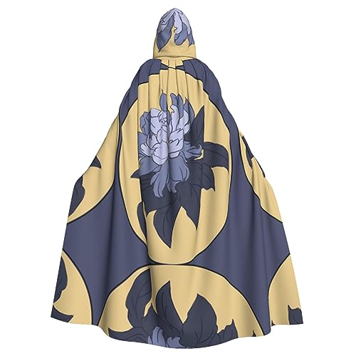 YYHHAOFA Halloween Adult Hooded Cloak Cosplay Party Costume for Men and Women Cartoon Peony Flower Pattern, Cartoon Pfingstrose Blume, Einheitsgröße von YYHHAOFA