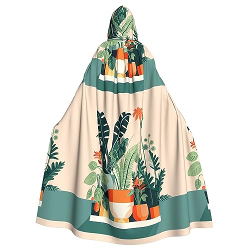 YYHHAOFA Halloween Adult Hooded Cloak - Cosplay Party Costume for Men and Women Cartoon Small Green Plant Picture, Cartoon Kleine Grüne Pflanze, Einheitsgröße von YYHHAOFA